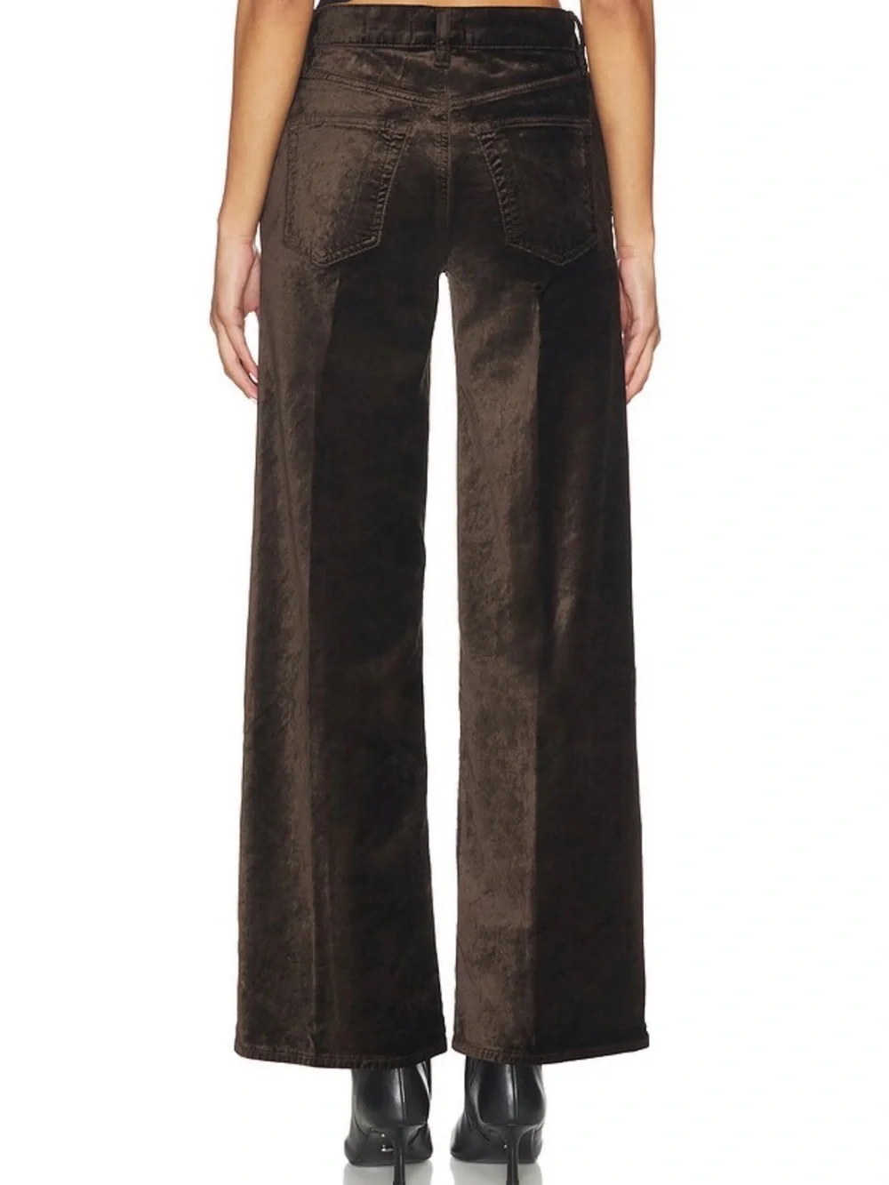 Frame Le Slim Palazzo Pant in Dark Clove Velvet Size 28 - Picture 9 of 14